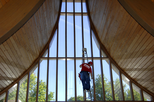 Interior Window Cleaning on a Ladder