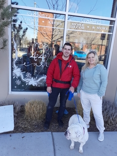 Fish Window Cleaner with White Bulldog and 44 East Boutique Owner