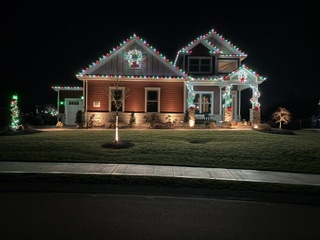 Christmas lights on a residential home