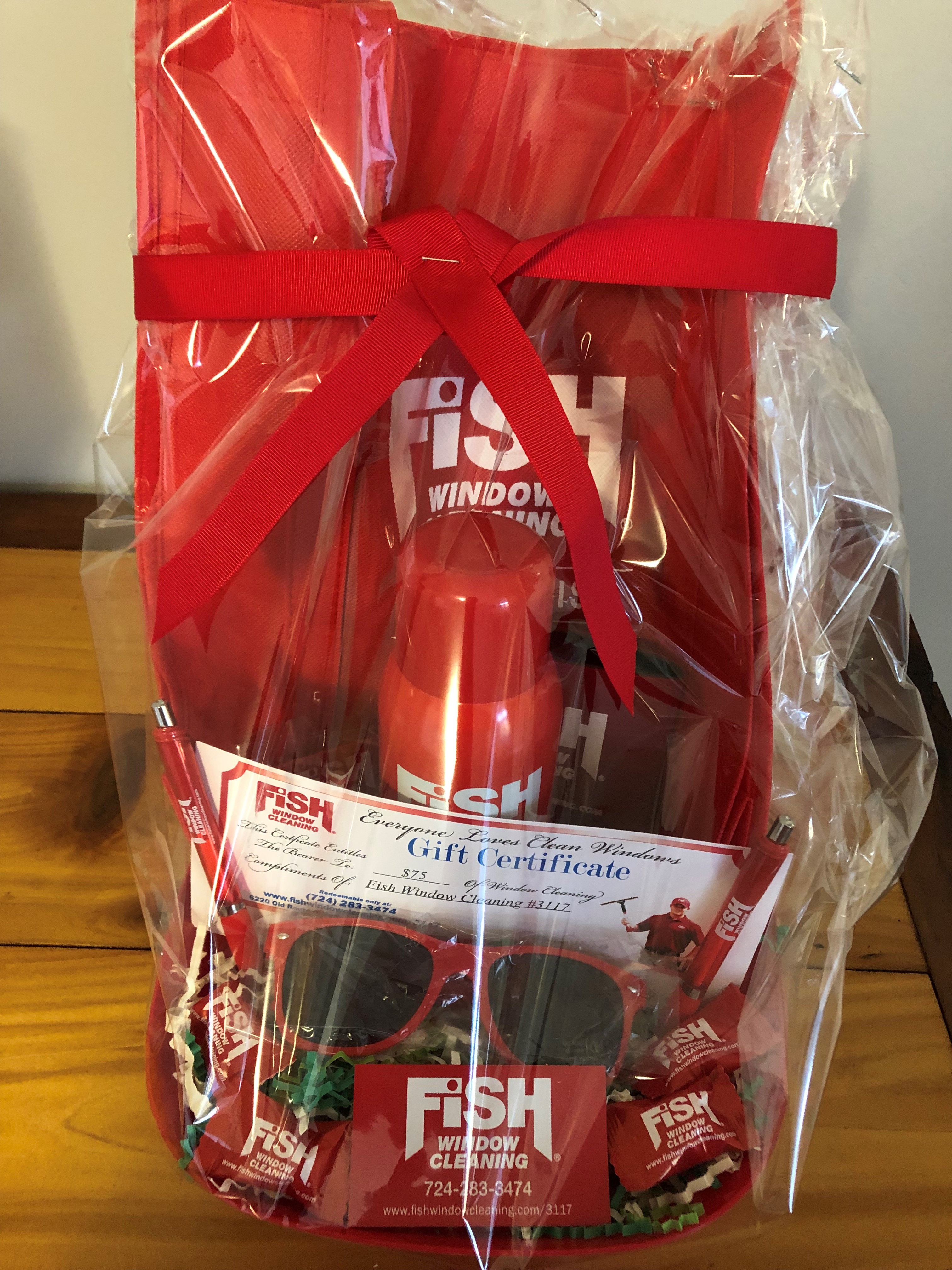 Image of Fish Window Cleaning Basket with Various Branded Items