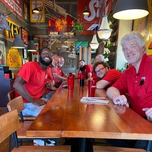fish family eating at a restaurant