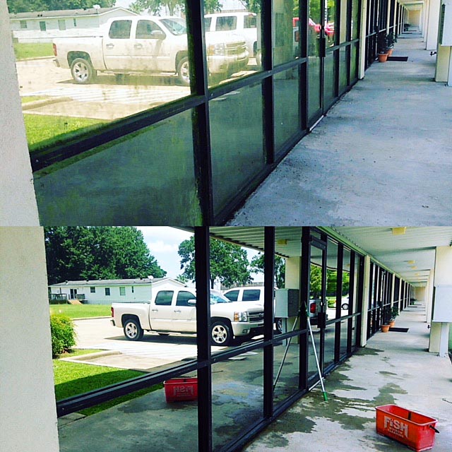 Before and After Photos of Storefront Windows Showing Effect of Window Cleaning