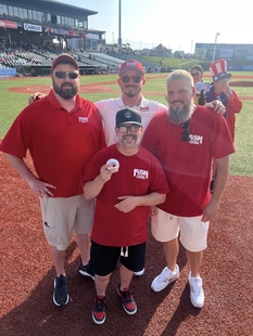 throwing the first pitch at Lancaster Stormers