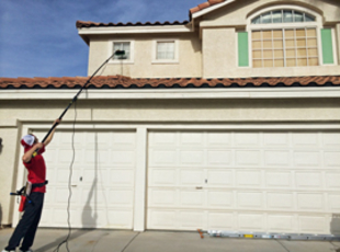 FISH Window Cleaner Cleans 2nd Story Window Over Garage with a Pole
