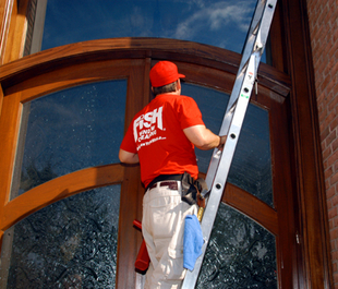 Residential Window Cleaning With A Ladder