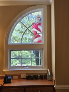 window cleaner cleaning window of a house