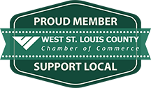 West St. Louis County Chamber of Commerce logo that is green and white