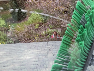cleaning a window
